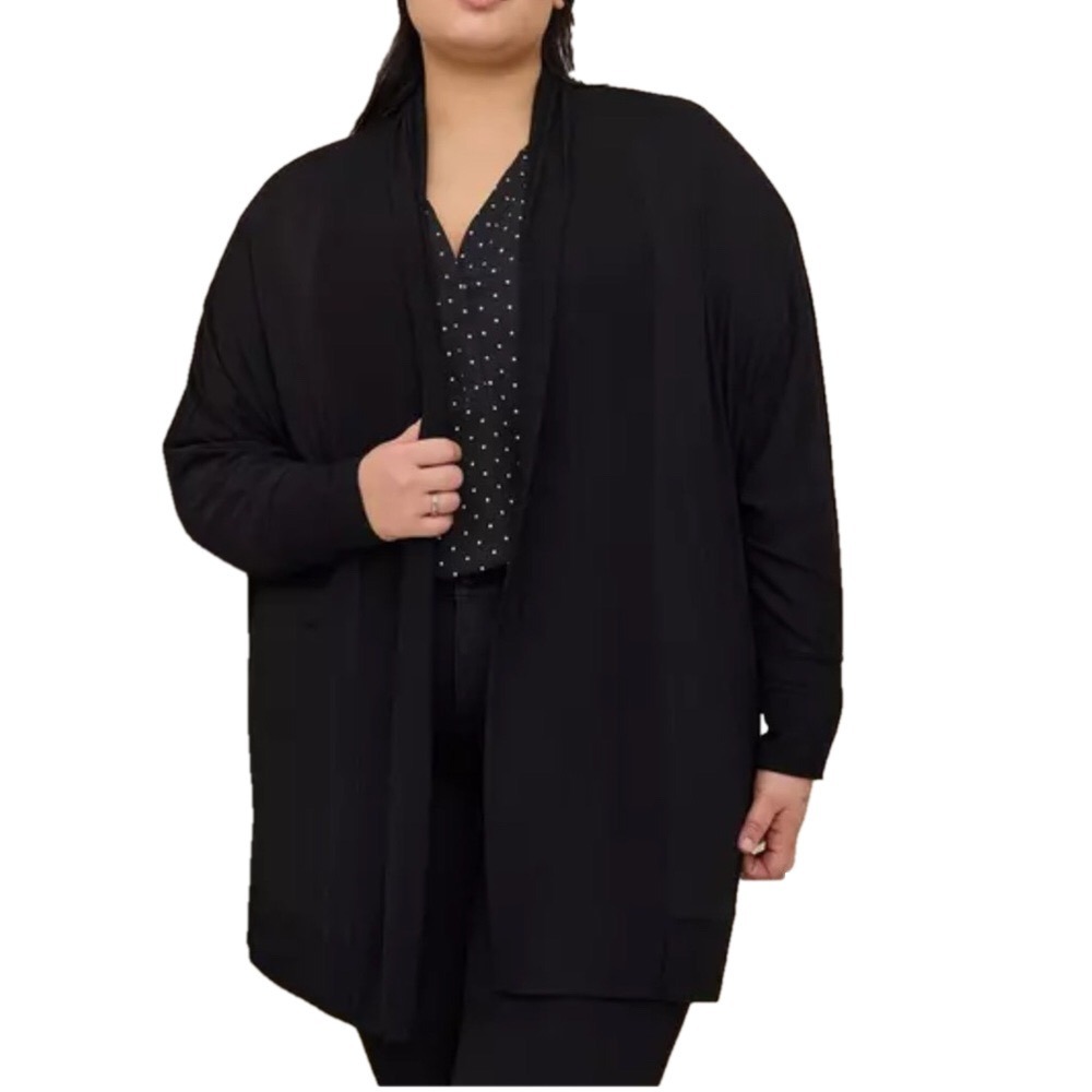 SUPER SOFT by TORRID Size 3X Black Knit Open Front Dolman Sleeve Cardigan Comfy